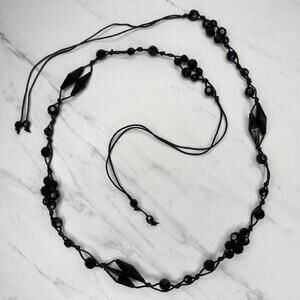 Black Faceted Bead Cluster Cord Tie Belt Medium (M) ✨